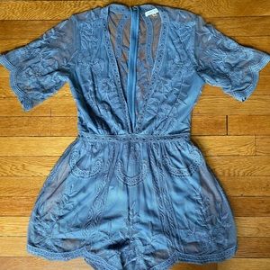 Lace romper- Dusty blue